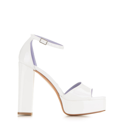 Albano Women's White Block Heel Sandals with Platform