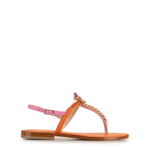 PAOLA FIORENZA Women's Flat Orange Sandals