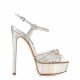 Casadei Women's High Heel Silver Sandals in Crystals - look 1