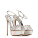 Casadei Women's High Heel Silver Sandals in Crystals - look 4