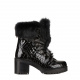 New Italia Shoes Women's Black Lapin Fur Ankle Boots - look 1