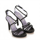 Albano Women's Black Heeled Sandals in Crystals - look 3