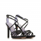 Albano Women's Black Heeled Sandals in Crystals - look 2