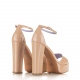 Albano Women's Beige Block Heel Sandals with Platform - look 3