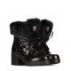 New Italia Shoes Women's Black Lapin Fur Ankle Boots - look 4