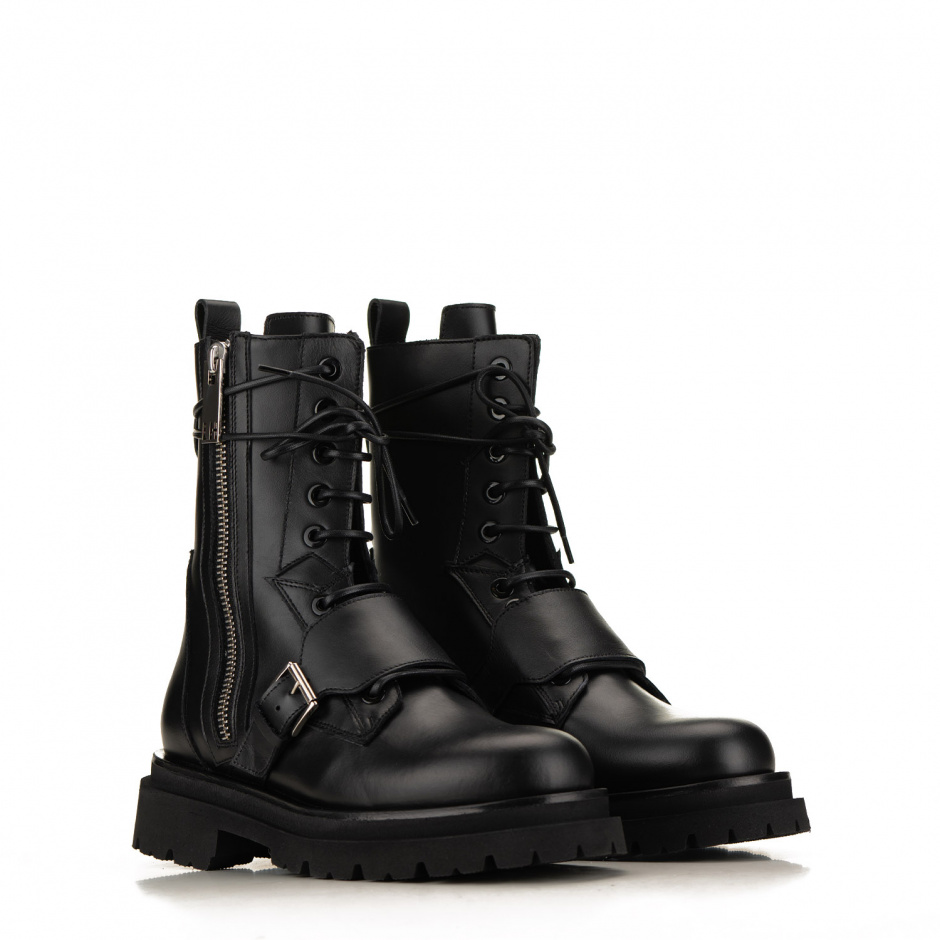 Les Hommes Men's Lace up Black Ankle Boots - look 5
