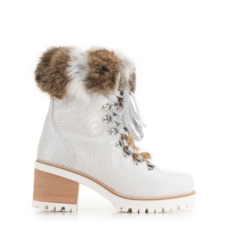 New Italia Shoes Women's Lapin Fur Ankle Boots - look 1