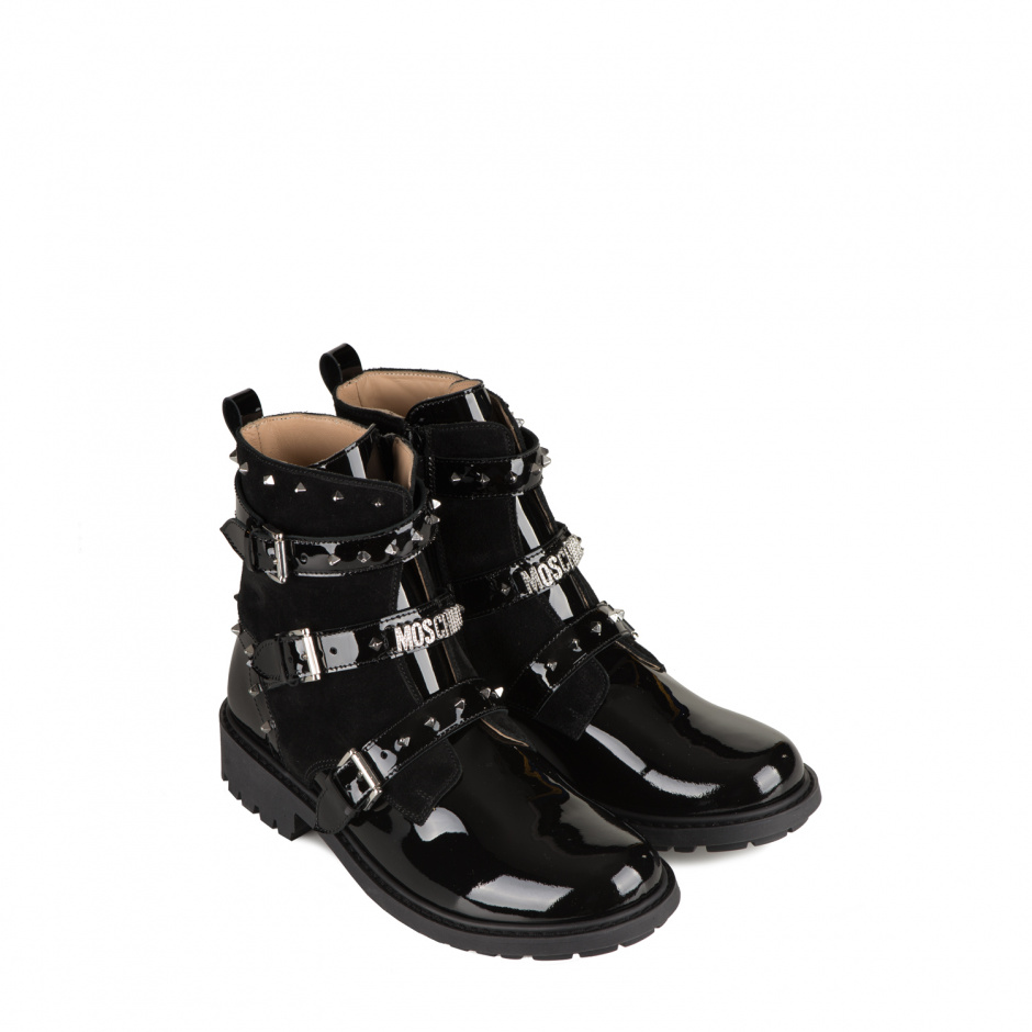 MOSCHINO Junior patent leather boots - look 4