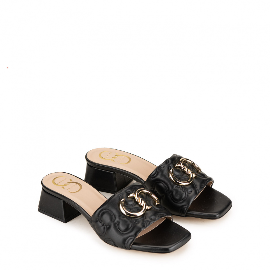 Cesare Casadei Women's Black Slippers in Leather - look 2