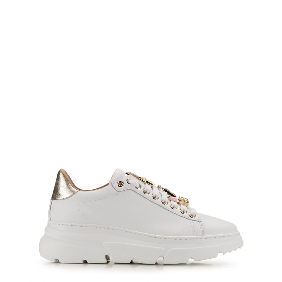 STOKTON Women's White Sneakers with Brooch - look 1
