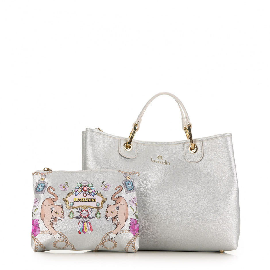Braccialini Women's Silver Shopper Bag - look 2