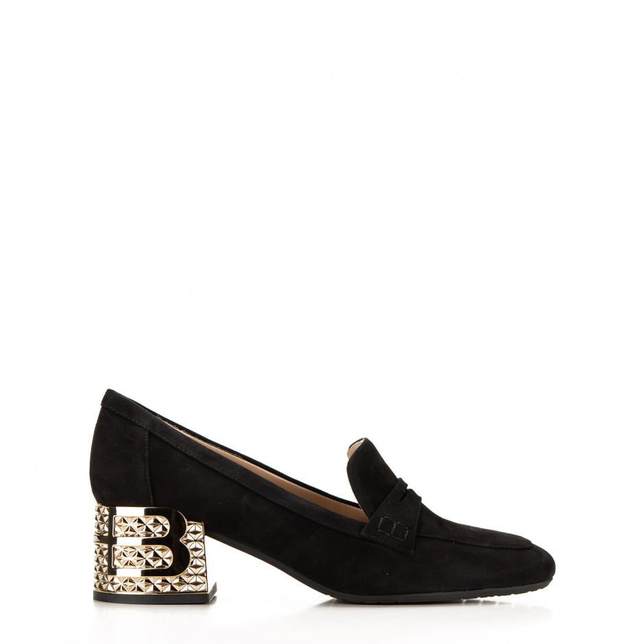 Baldinini Ladies block heeled loafers in suede - look 1