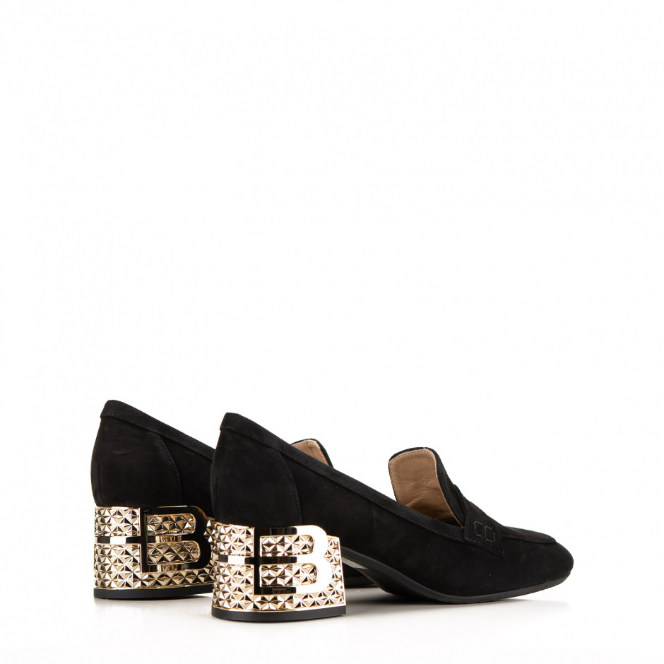 Baldinini Ladies block heeled loafers in suede - look 3
