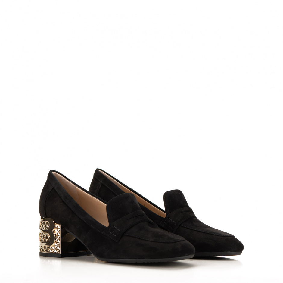 Baldinini Ladies block heeled loafers in suede - look 4
