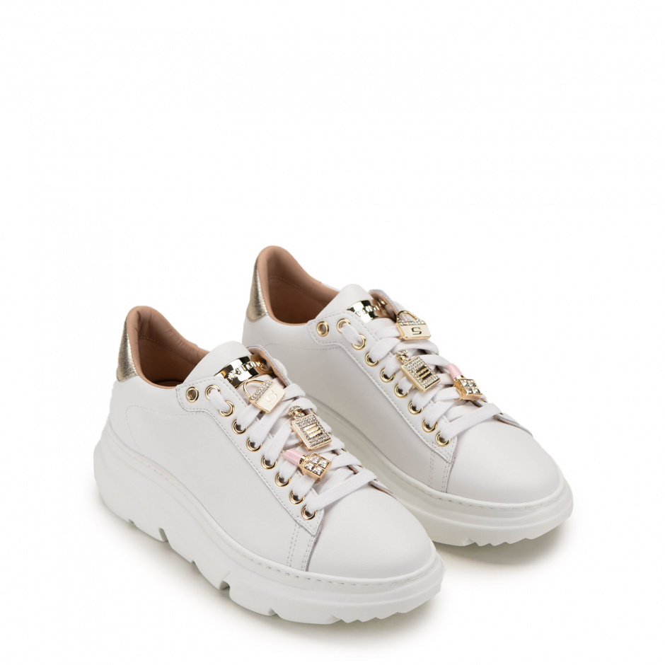 STOKTON Women's White Sneakers with Brooch - look 2