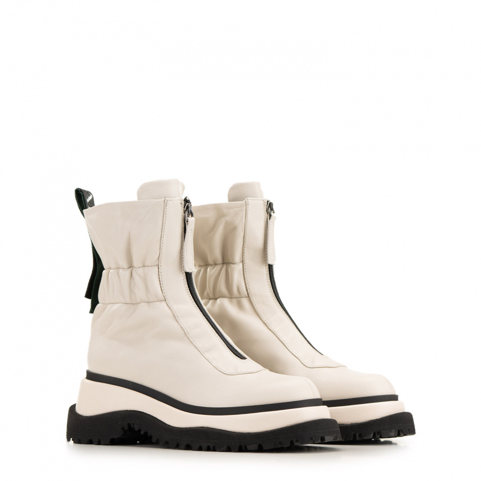 Fabi Women's Zippered White Ankle Boots - look 4