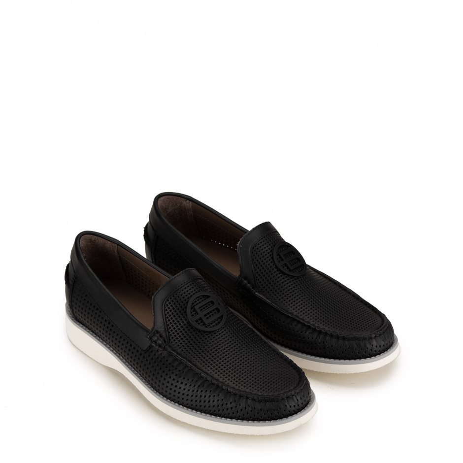 Baldinini Men's Leather Moccasins in Perforations - look 2