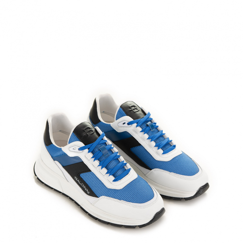 Baldinini Men's Sneakers White and Blue - look 2