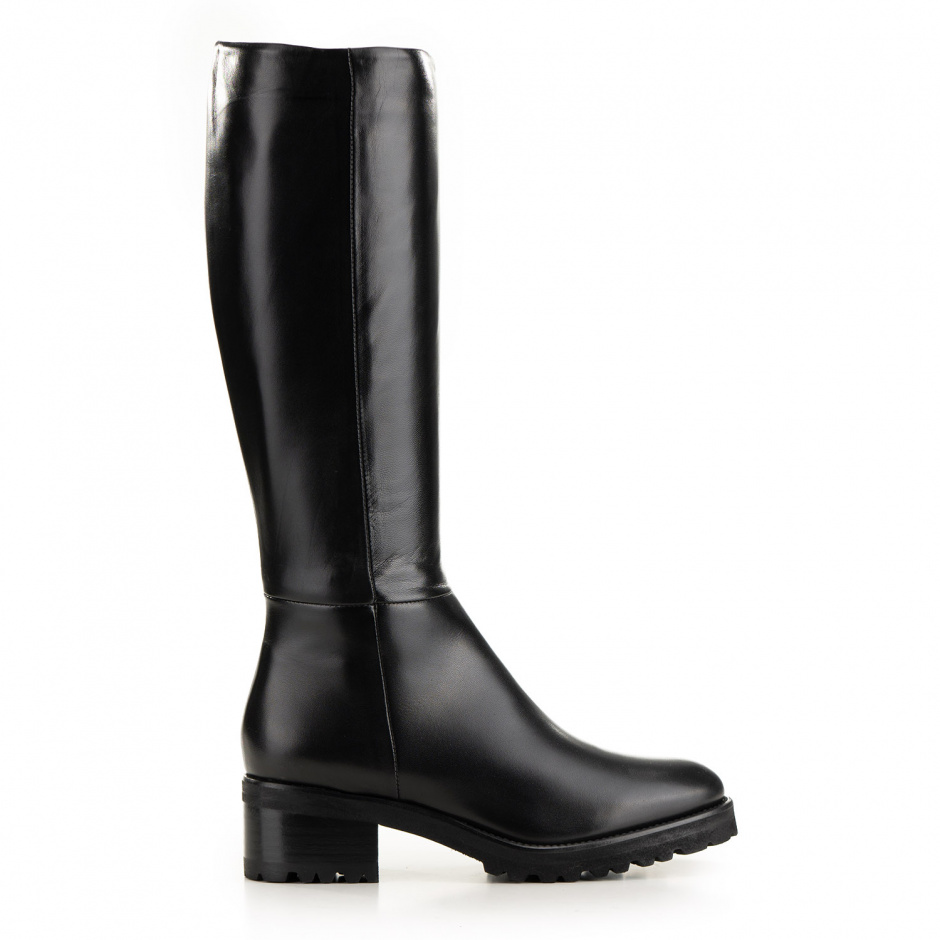 Le Pepe Women's Black Knee High Boots in Leather - look 1