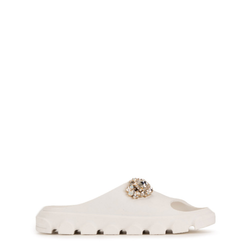 Women's Rubber Slides with Brooch